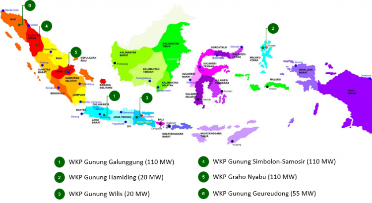 Potential geothermal projects in Indonesia
